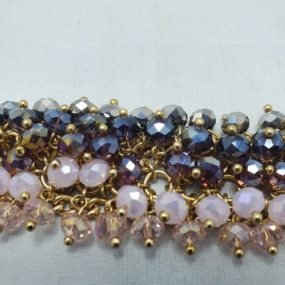 Ali Khan beaded bracelet with gold links. color amethyst-lilac-hematite beads - Picture 4 of 5